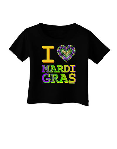 I Love Heart Mardi Gras Infant T-Shirt Dark-Infant T-Shirt-TooLoud-Black-06-Months-Davson Sales