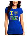 I Love Heart Mardi Gras Juniors Crew Dark T-Shirt-T-Shirts Juniors Tops-TooLoud-Royal-Blue-Juniors Fitted Small-Davson Sales