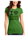 I Love Heart Mardi Gras Juniors T-Shirt-Womens Juniors T-Shirt-TooLoud-Kiwi-Green-Juniors Fitted X-Small-Davson Sales