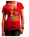 I Love Heart Mardi Gras Juniors V-Neck Dark T-Shirt-Womens V-Neck T-Shirts-TooLoud-Red-Juniors Fitted Small-Davson Sales