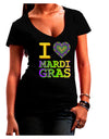 I Love Heart Mardi Gras Juniors V-Neck Dark T-Shirt-Womens V-Neck T-Shirts-TooLoud-Black-Juniors Fitted Small-Davson Sales