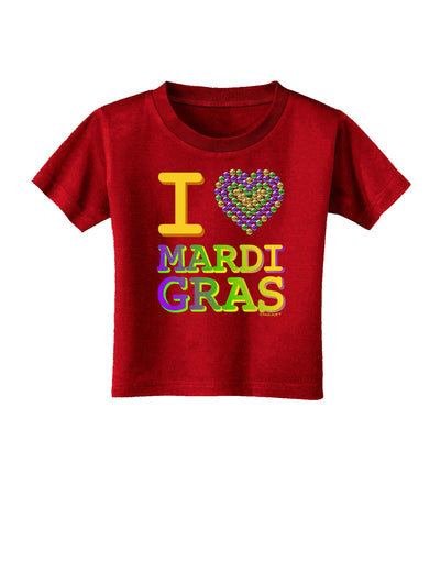 I Love Heart Mardi Gras Toddler T-Shirt Dark-Toddler T-Shirt-TooLoud-Red-2T-Davson Sales