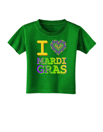 I Love Heart Mardi Gras Toddler T-Shirt Dark-Toddler T-Shirt-TooLoud-Clover-Green-2T-Davson Sales