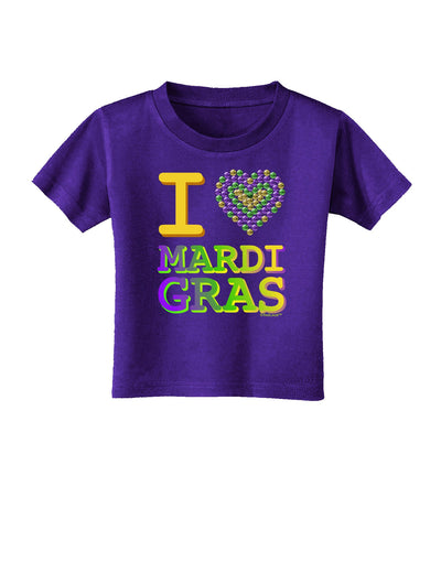 I Love Heart Mardi Gras Toddler T-Shirt Dark-Toddler T-Shirt-TooLoud-Purple-2T-Davson Sales