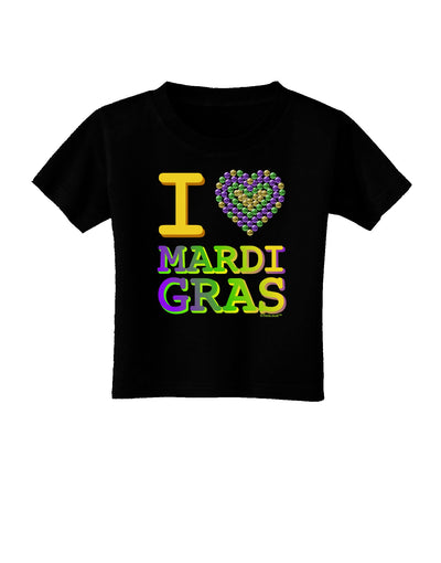 I Love Heart Mardi Gras Toddler T-Shirt Dark-Toddler T-Shirt-TooLoud-Black-2T-Davson Sales