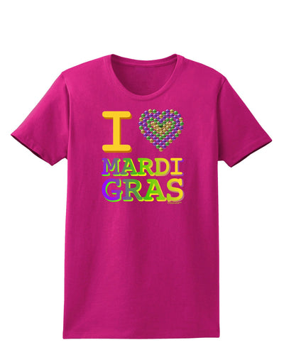 I Love Heart Mardi Gras Womens Dark T-Shirt-TooLoud-Hot-Pink-Small-Davson Sales