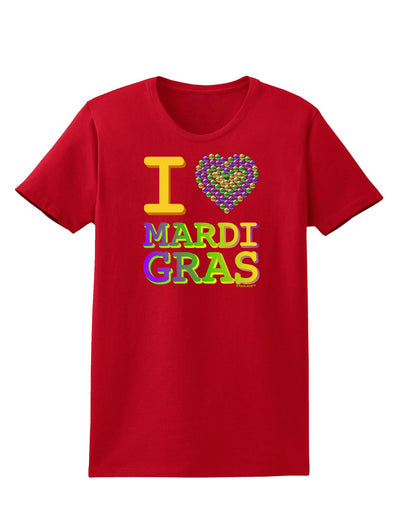 I Love Heart Mardi Gras Womens Dark T-Shirt-TooLoud-Red-X-Small-Davson Sales