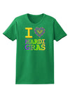 I Love Heart Mardi Gras Womens Dark T-Shirt-TooLoud-Kelly-Green-X-Small-Davson Sales