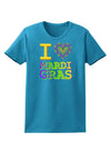 I Love Heart Mardi Gras Womens Dark T-Shirt-TooLoud-Turquoise-X-Small-Davson Sales