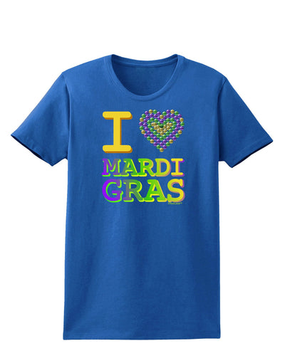 I Love Heart Mardi Gras Womens Dark T-Shirt-TooLoud-Royal-Blue-X-Small-Davson Sales