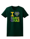 I Love Heart Mardi Gras Womens Dark T-Shirt-TooLoud-Forest-Green-Small-Davson Sales