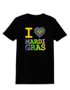 I Love Heart Mardi Gras Womens Dark T-Shirt-TooLoud-Black-X-Small-Davson Sales