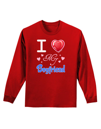 I Love Heart My Boyfriend Adult Long Sleeve Dark T-Shirt-TooLoud-Red-Small-Davson Sales