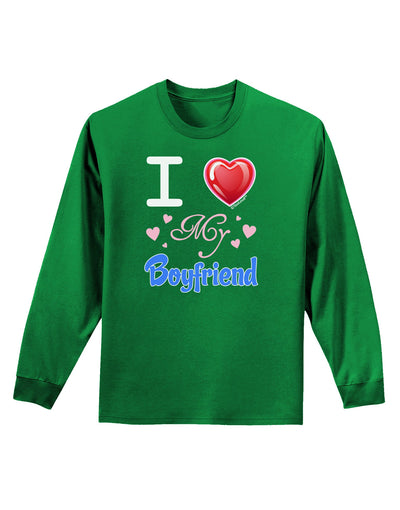 I Love Heart My Boyfriend Adult Long Sleeve Dark T-Shirt-TooLoud-Kelly-Green-Small-Davson Sales