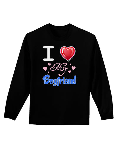 I Love Heart My Boyfriend Adult Long Sleeve Dark T-Shirt-TooLoud-Black-Small-Davson Sales