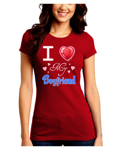 I Love Heart My Boyfriend Juniors Crew Dark T-Shirt-T-Shirts Juniors Tops-TooLoud-Red-Juniors Fitted Small-Davson Sales