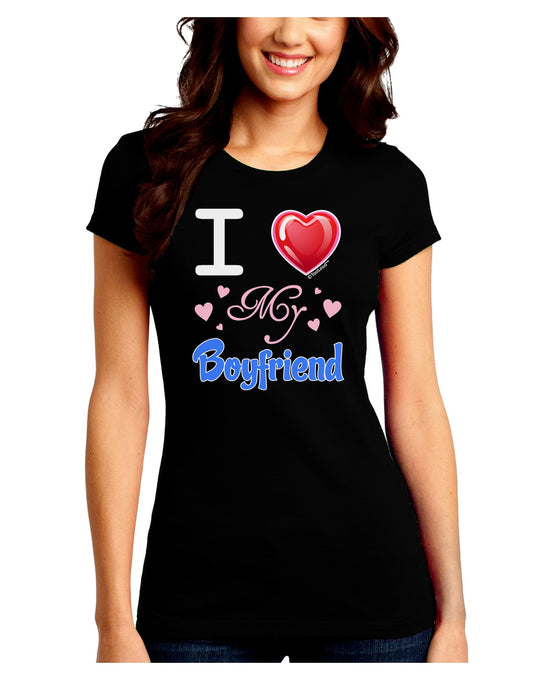 I Love Heart My Boyfriend Juniors Crew Dark T-Shirt-T-Shirts Juniors Tops-TooLoud-Black-Juniors Fitted Small-Davson Sales