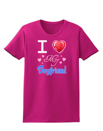 I Love Heart My Boyfriend Womens Dark T-Shirt-TooLoud-Hot-Pink-Small-Davson Sales