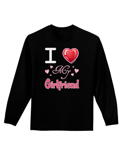 I Love Heart My Girlfriend Adult Long Sleeve Dark T-Shirt-TooLoud-Black-Small-Davson Sales