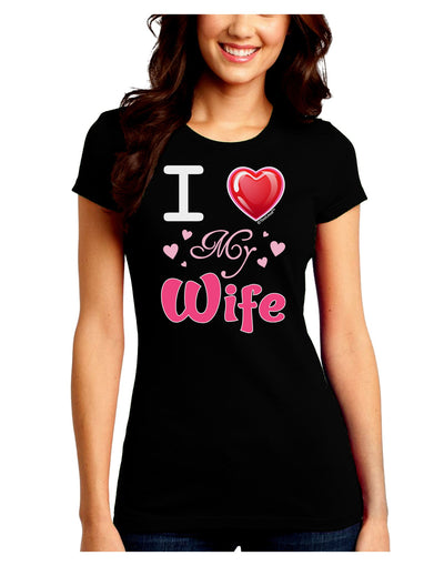 I Love Heart My Wife Juniors Crew Dark T-Shirt-T-Shirts Juniors Tops-TooLoud-Black-Juniors Fitted Small-Davson Sales