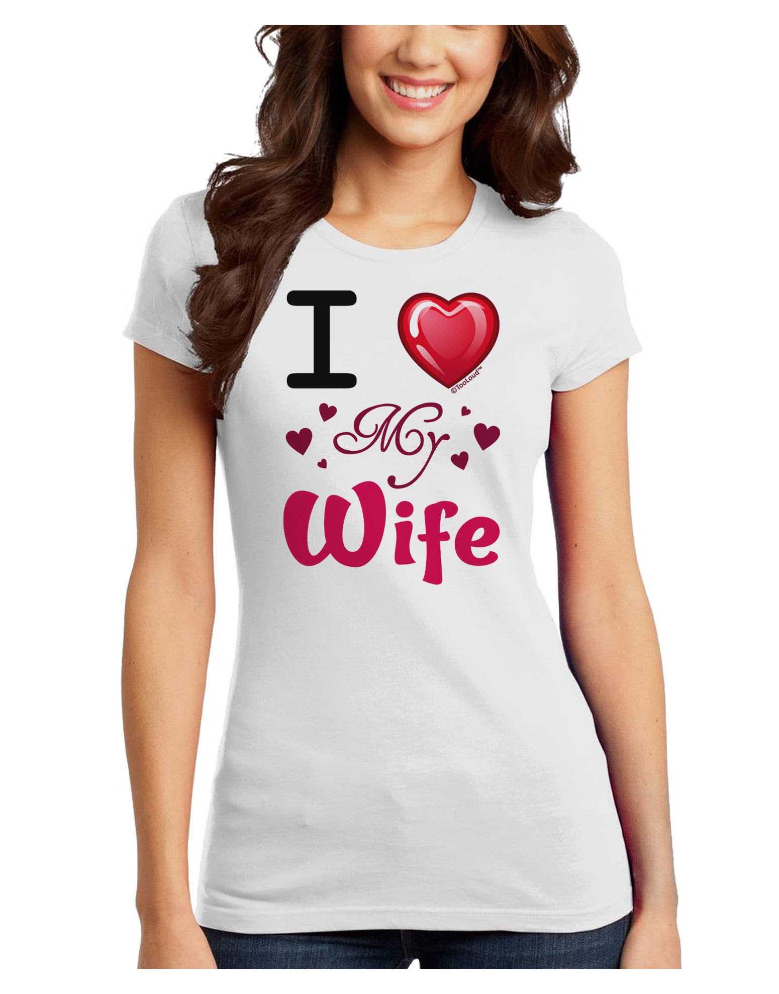 I Love Heart My Wife Juniors T-Shirt-Womens Juniors T-Shirt-TooLoud-White-Juniors Fitted X-Small-Davson Sales