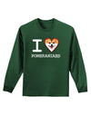 I Love Heart Pomeranians Adult Long Sleeve Dark T-Shirt-TooLoud-Dark-Green-Small-Davson Sales