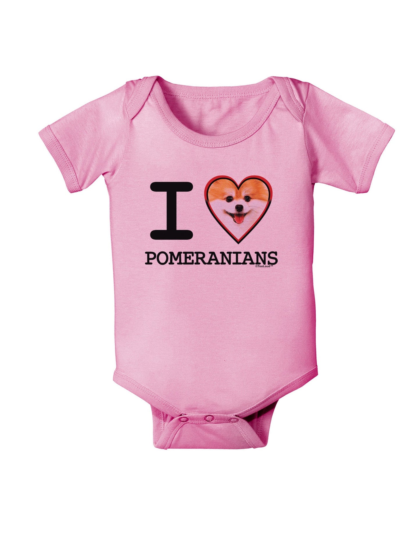 I Love Heart Pomeranians Baby Romper Bodysuit-Baby Romper-TooLoud-Pink-06-Months-Davson Sales