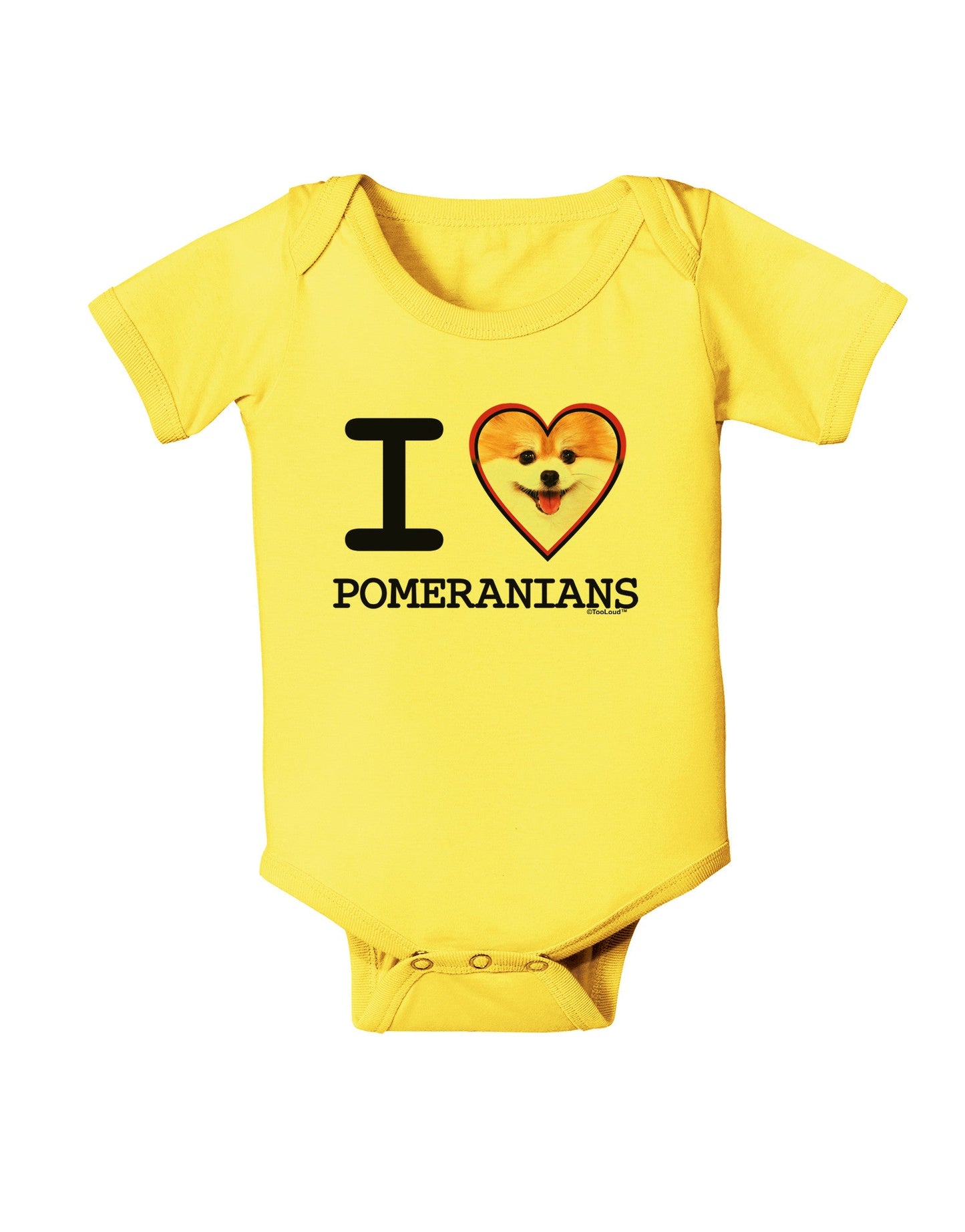 I Love Heart Pomeranians Baby Romper Bodysuit-Baby Romper-TooLoud-Yellow-06-Months-Davson Sales