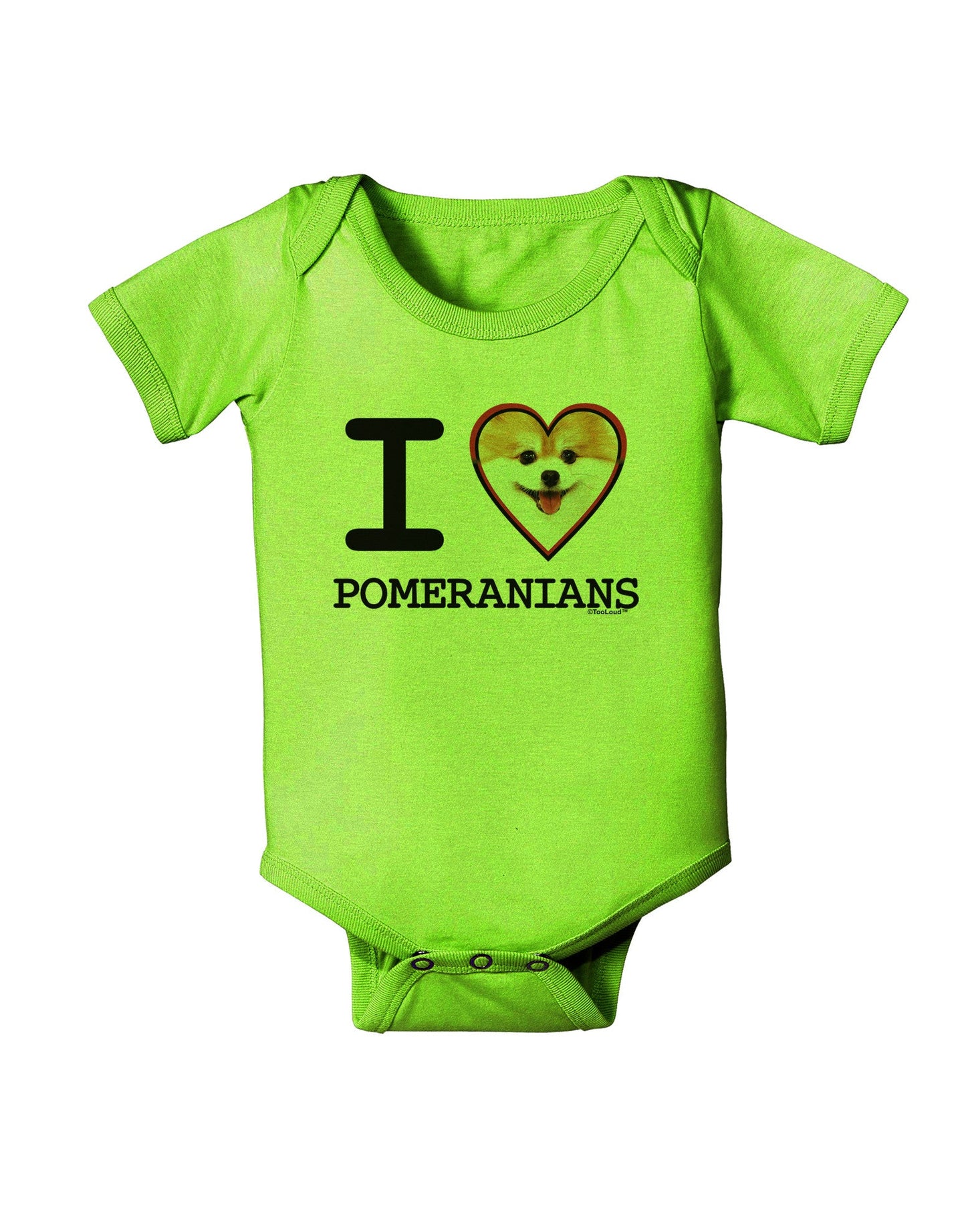 I Love Heart Pomeranians Baby Romper Bodysuit-Baby Romper-TooLoud-Lime-06-Months-Davson Sales
