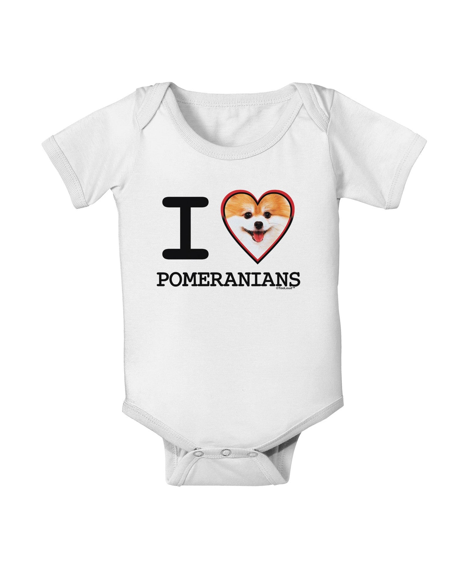 I Love Heart Pomeranians Baby Romper Bodysuit-Baby Romper-TooLoud-White-06-Months-Davson Sales