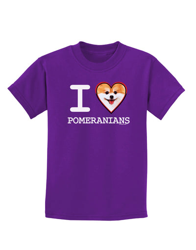 I Love Heart Pomeranians Childrens Dark T-Shirt-Childrens T-Shirt-TooLoud-Purple-X-Small-Davson Sales