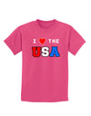 I Love Heart the USA Childrens Dark T-Shirt-Childrens T-Shirt-TooLoud-Sangria-X-Small-Davson Sales