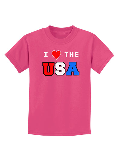 I Love Heart the USA Childrens Dark T-Shirt-Childrens T-Shirt-TooLoud-Sangria-X-Small-Davson Sales