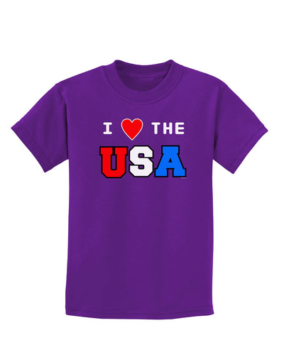 I Love Heart the USA Childrens Dark T-Shirt-Childrens T-Shirt-TooLoud-Purple-X-Small-Davson Sales