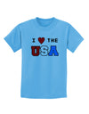 I Love Heart the USA Childrens T-Shirt-Childrens T-Shirt-TooLoud-Aquatic-Blue-X-Small-Davson Sales