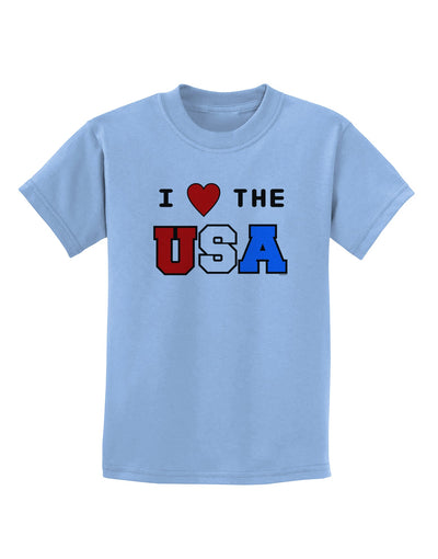 I Love Heart the USA Childrens T-Shirt-Childrens T-Shirt-TooLoud-Light-Blue-X-Small-Davson Sales