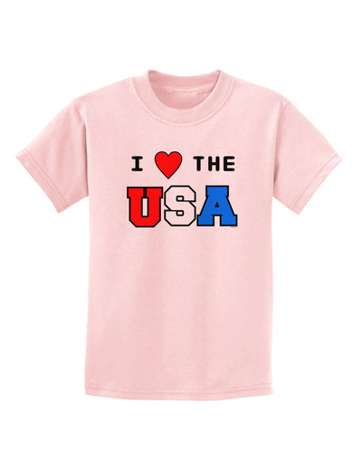 I Love Heart the USA Childrens T-Shirt-Childrens T-Shirt-TooLoud-PalePink-X-Small-Davson Sales