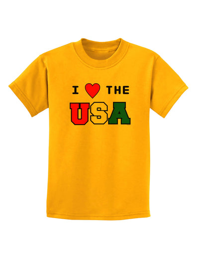 I Love Heart the USA Childrens T-Shirt-Childrens T-Shirt-TooLoud-Gold-X-Small-Davson Sales