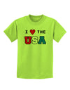 I Love Heart the USA Childrens T-Shirt-Childrens T-Shirt-TooLoud-Lime-Green-X-Small-Davson Sales