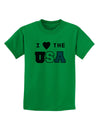 I Love Heart the USA Childrens T-Shirt-Childrens T-Shirt-TooLoud-Kelly-Green-X-Small-Davson Sales