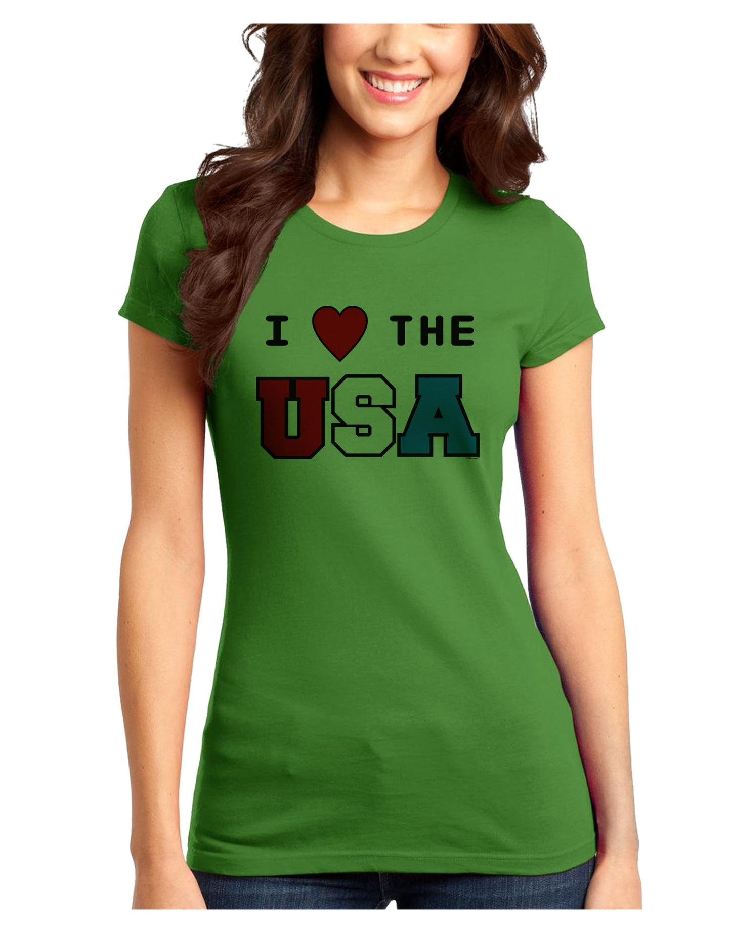 I Love Heart the USA Juniors T-Shirt-Womens Juniors T-Shirt-TooLoud-Kiwi-Green-Juniors Fitted XS-Davson Sales