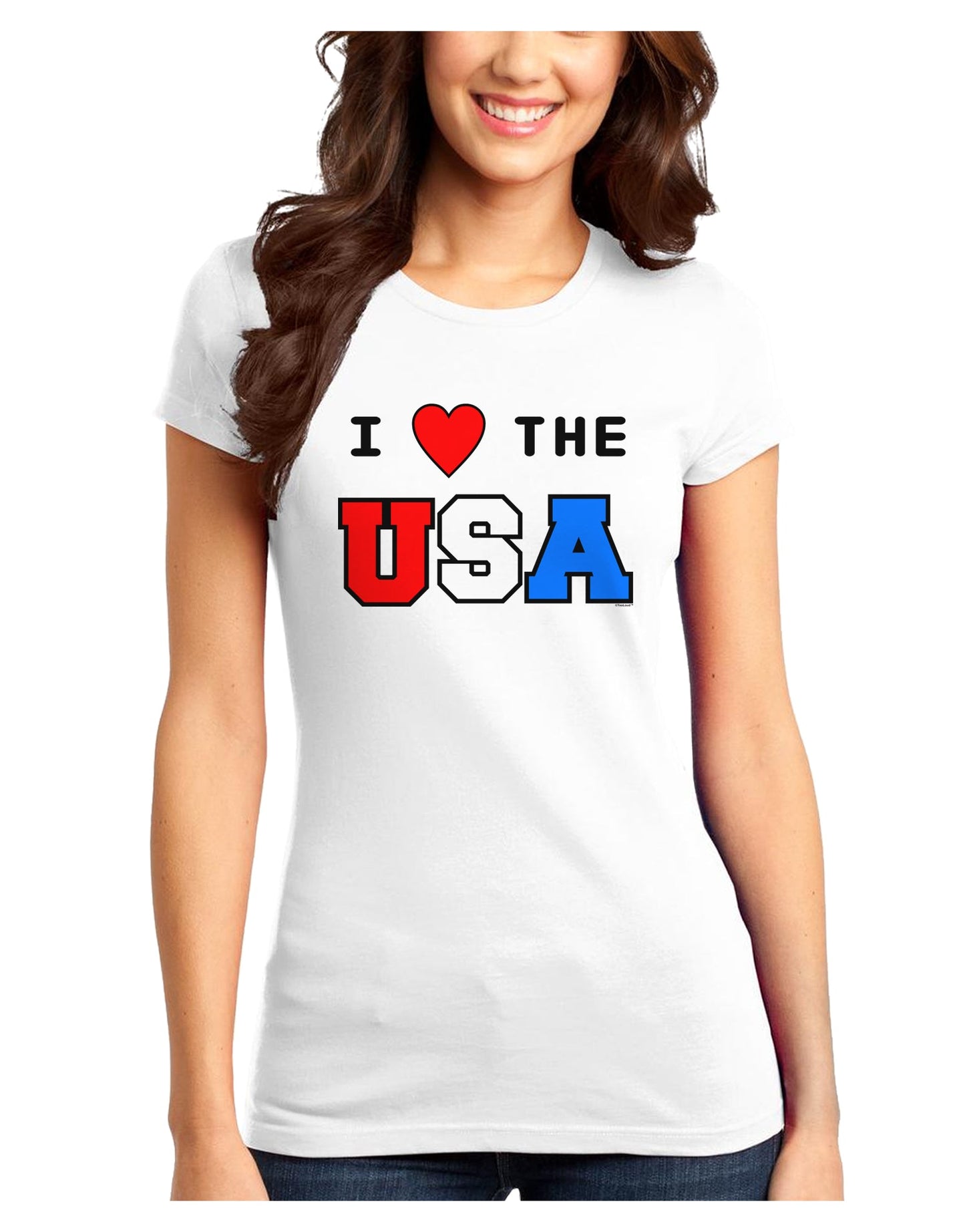 I Love Heart the USA Juniors T-Shirt-Womens Juniors T-Shirt-TooLoud-White-Juniors Fitted XS-Davson Sales