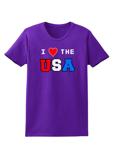 I Love Heart the USA Womens Dark T-Shirt-TooLoud-Purple-X-Small-Davson Sales