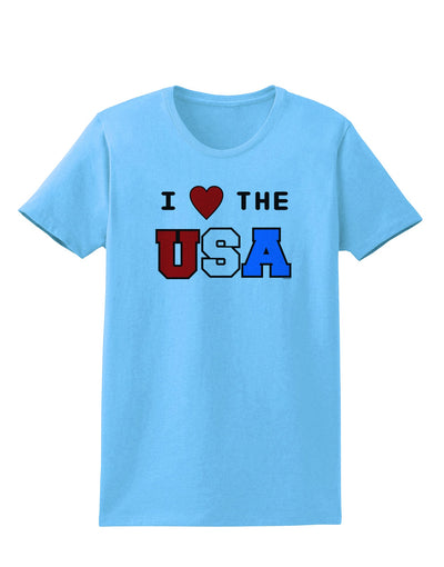 I Love Heart the USA Womens T-Shirt-Womens T-Shirt-TooLoud-Aquatic-Blue-X-Small-Davson Sales