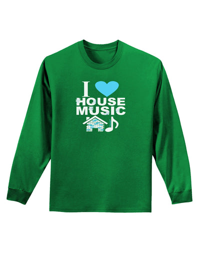 I Love House Blue Adult Long Sleeve Dark T-Shirt-TooLoud-Kelly-Green-Small-Davson Sales