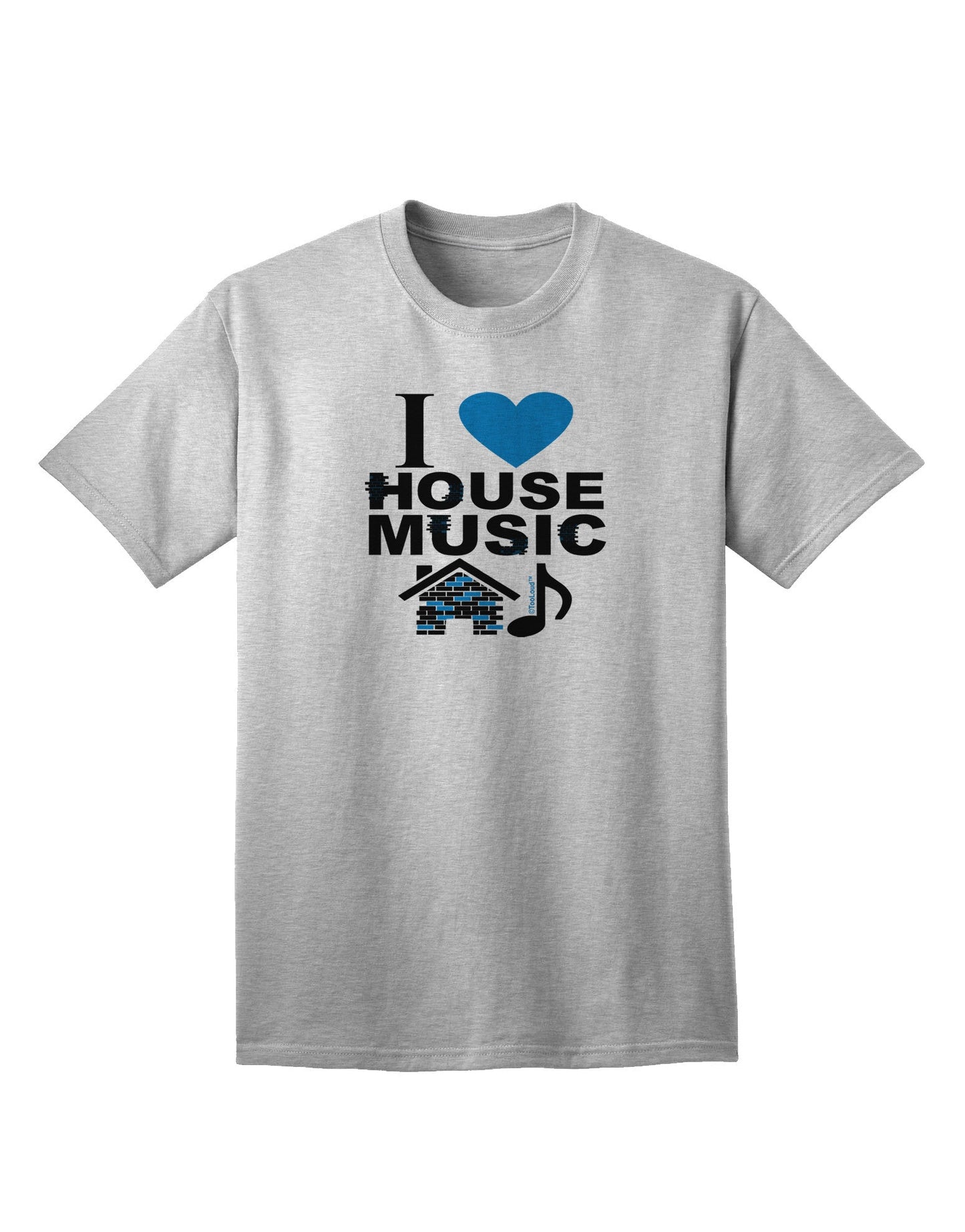 I Love House Blue Adult T-Shirt-Mens T-Shirt-TooLoud-AshGray-Small-Davson Sales
