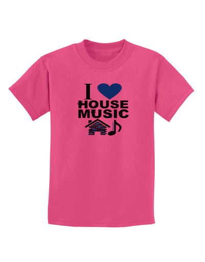 I Love House Blue Childrens T-Shirt-Childrens T-Shirt-TooLoud-Sangria-X-Small-Davson Sales