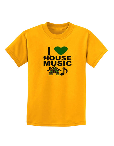 I Love House Blue Childrens T-Shirt-Childrens T-Shirt-TooLoud-Gold-X-Small-Davson Sales