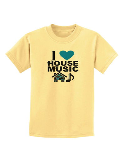 I Love House Blue Childrens T-Shirt-Childrens T-Shirt-TooLoud-Daffodil-Yellow-X-Small-Davson Sales