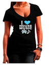 I Love House Blue Juniors V-Neck Dark T-Shirt-Womens V-Neck T-Shirts-TooLoud-Black-Juniors Fitted Small-Davson Sales